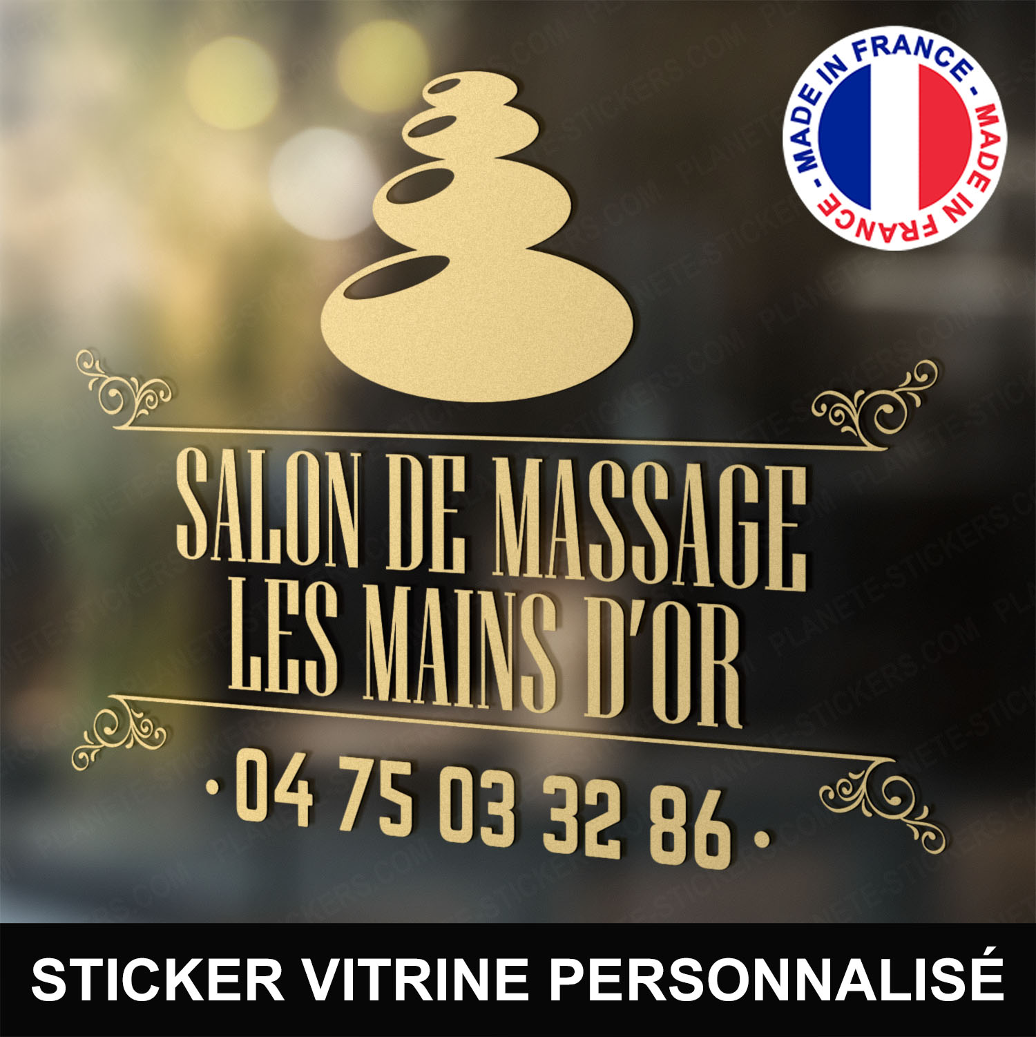 ref13salondemassagevitrine-stickers-salon-de-massage-vitrine-sticker-personnalisé-autocollant-masseur-masseuse-pro-vitre-professionnel-logo-cailloux