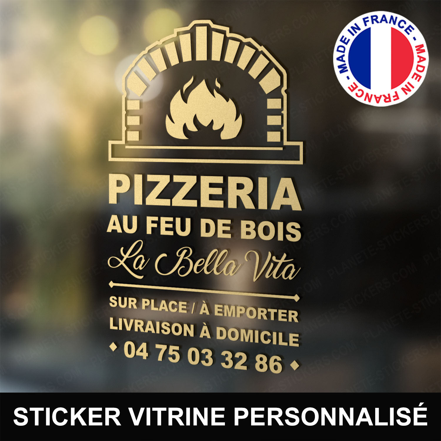 ref11pizzeriavitrine-stickers-pizzeria-feu-de-bois-vitrine-pizza-restaurant-sticker-personnalisé-autocollant-pro-restaurateur-vitre-resto-professionnel-logo-four-livraison