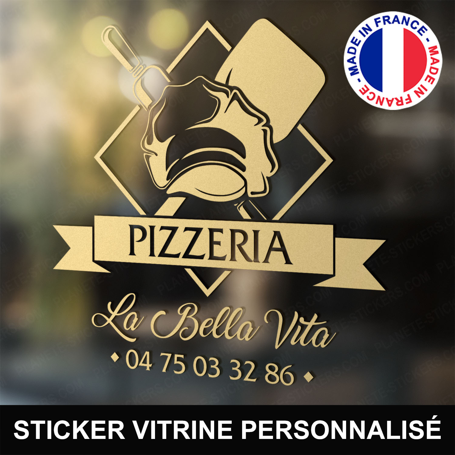 ref15pizzeriavitrine-stickers-pizzeria-vitrine-pizza-restaurant-sticker-personnalisé-autocollant-pro-restaurateur-vitre-resto-professionnel-logo-toque