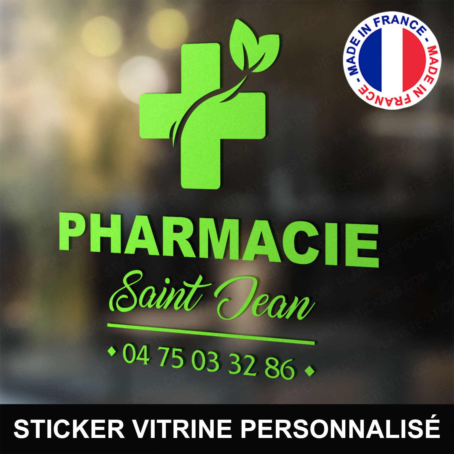 ref5pharmacievitrine-stickers-pharmacie-vitrine-sticker-personnalisé-pharmacien-autocollant-médical-pro-vitre-professionnel-logo-croix-nature-herboristerie