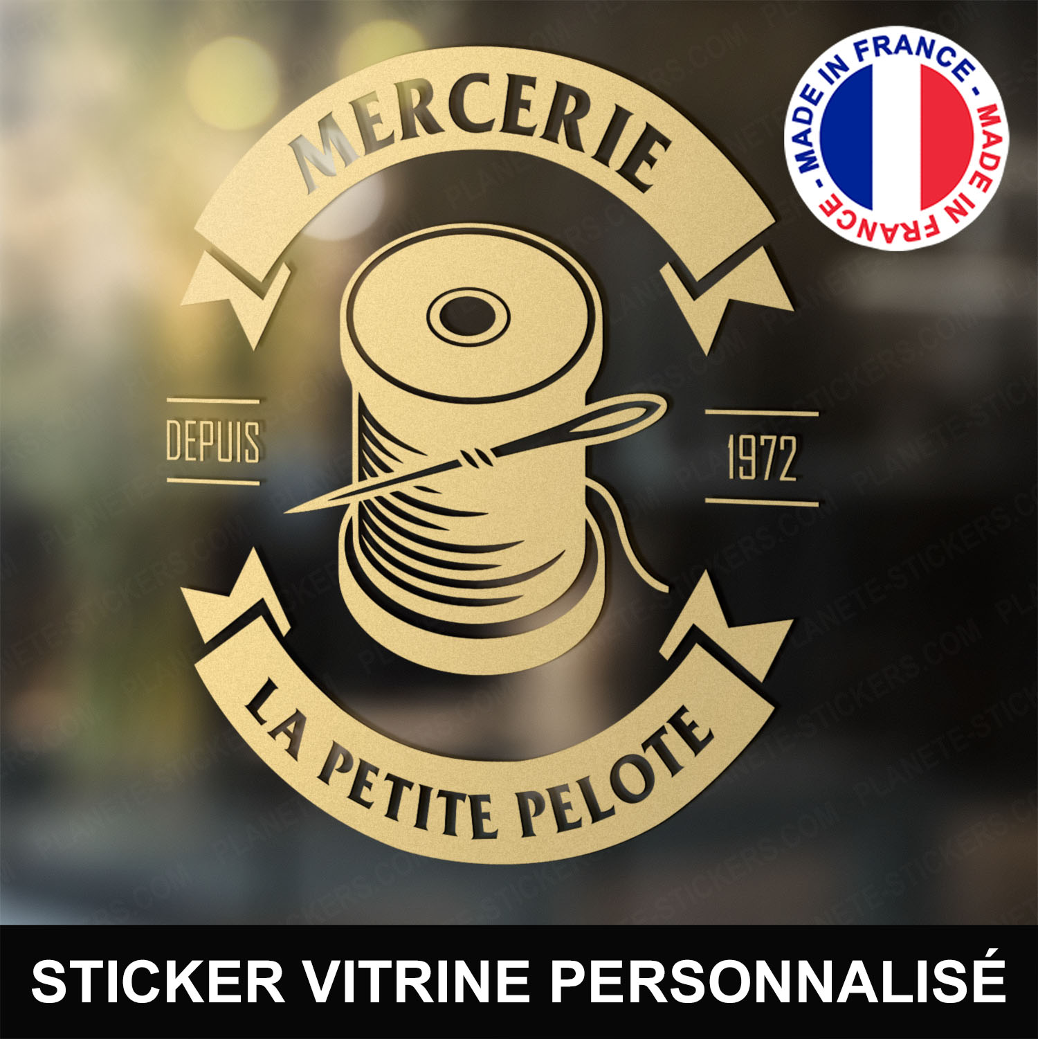 ref10mercerievitrine-stickers-mercerie-vitrine-sticker-personnalisé-mercier-autocollant-logo-bobine