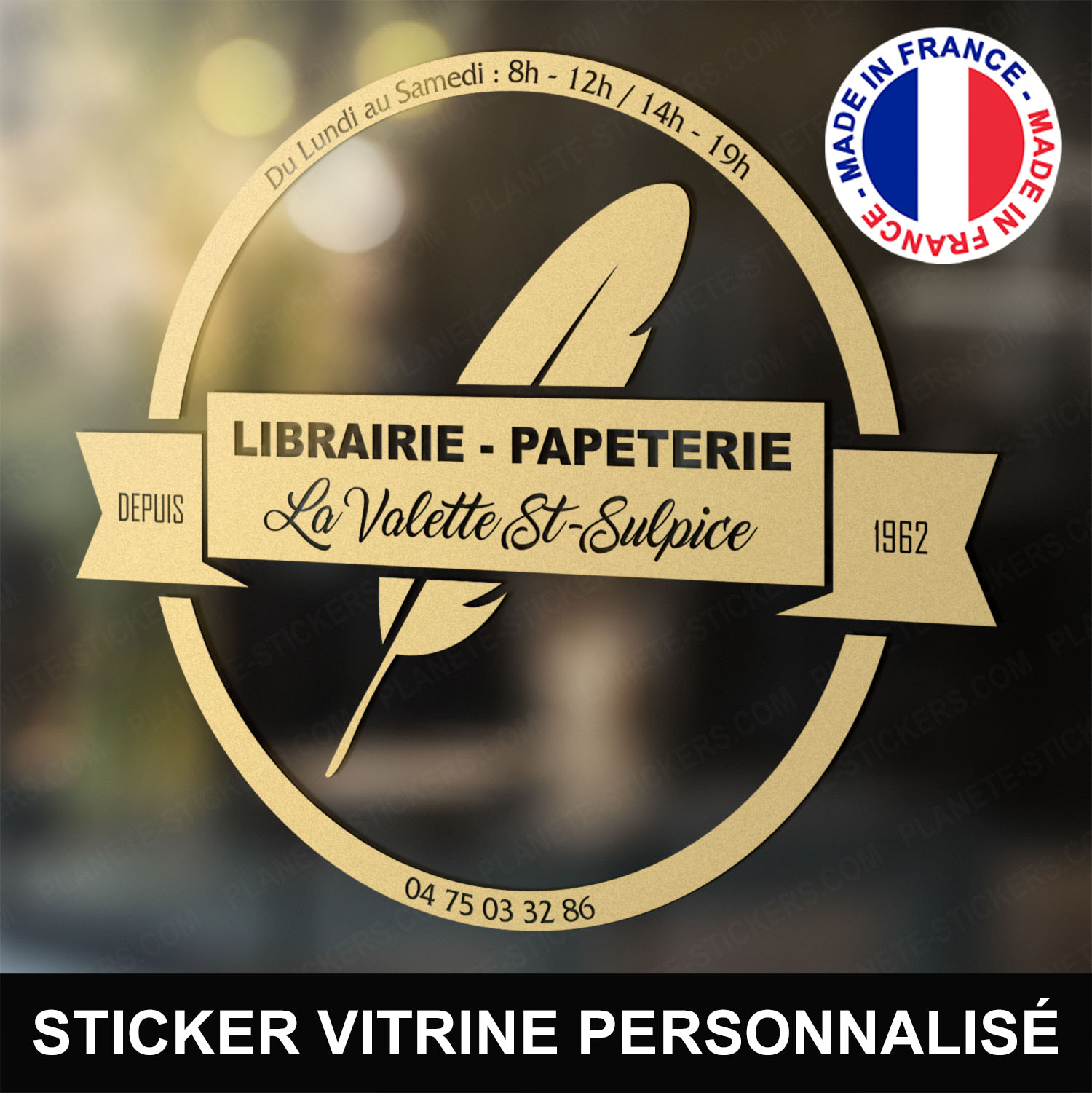 ref7librairiepapeterievitrine-stickers-librairie-papeterie-vitrine-sticker-personnalisé-autocollant-vitre-vitrophanie-logo-plume