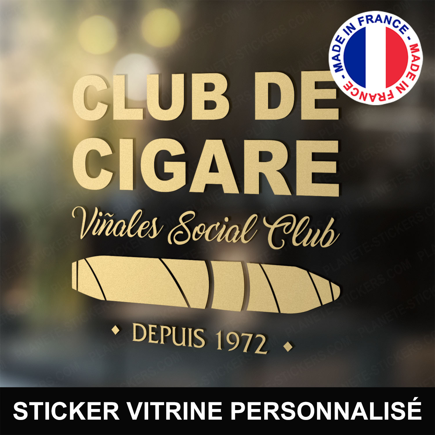 ref3clubdecigarevitrine-stickers-cigare-club-vitrine-sticker-cigar-personnalisé-fumoir-autocollant-tabac-pro-vitre-professionnel-logo-cigare