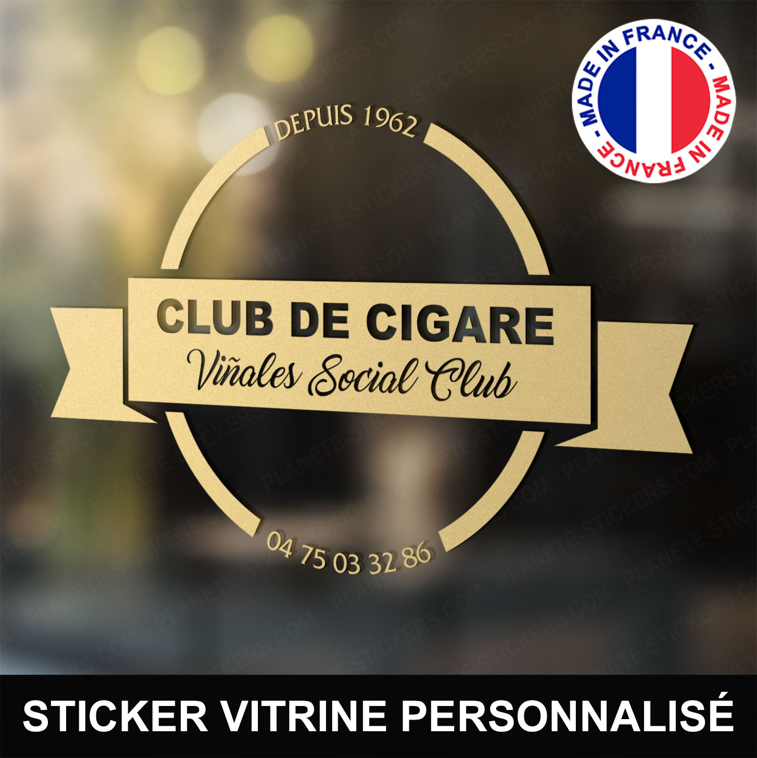 ref11clubdecigarevitrine-stickers-cigare-club-vitrine-sticker-cigar-personnalisé-fumoir-autocollant-tabac-pro-vitre-professionnel-logo-cercle-écritures