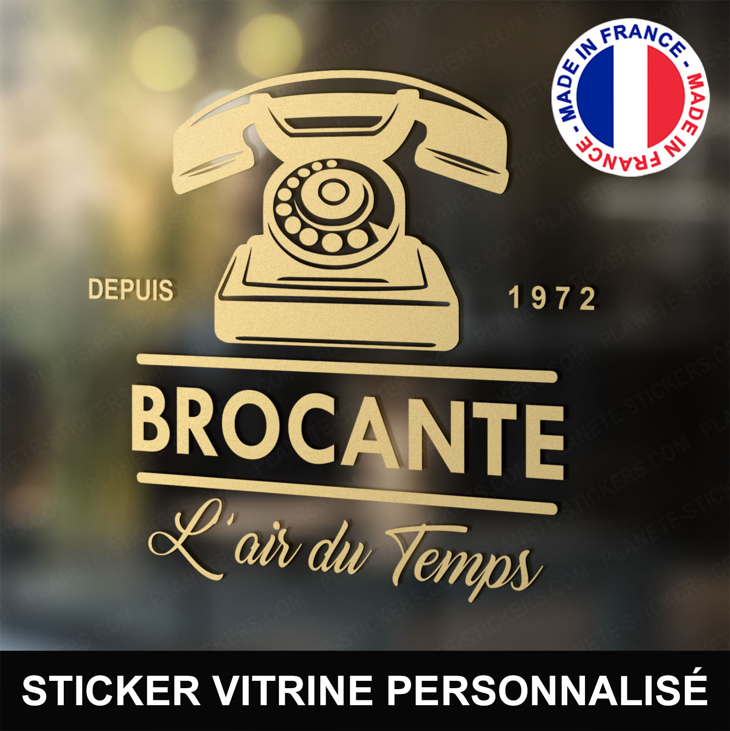 ref2brocantevitrine-stickers-brocante-vitrine-sticker-brocanteur-vitrophanie-personnalisé-autocollant-magasin-boutique-vitre-logo-vieux-téléphone