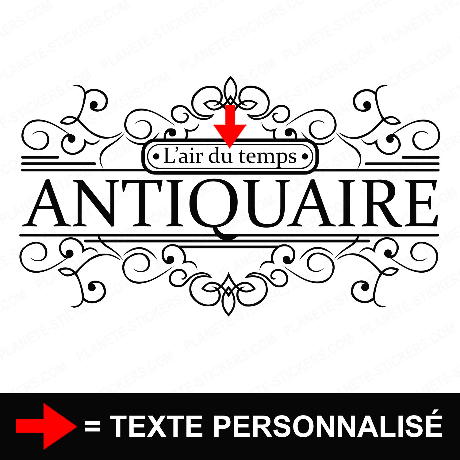 ref11antiquairevitrine-stickers-antiquaire-vitrine-sticker-personnalisé-autocollant-antiquité-vitrophanie-vitre-professionnel-logo-arabesques-2
