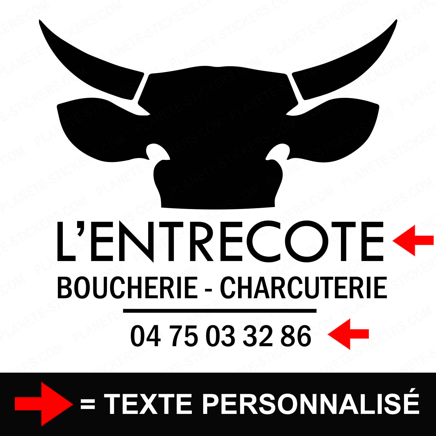 Stickers Boucherie vitrine Autocollant Vitrophanie Boeuf