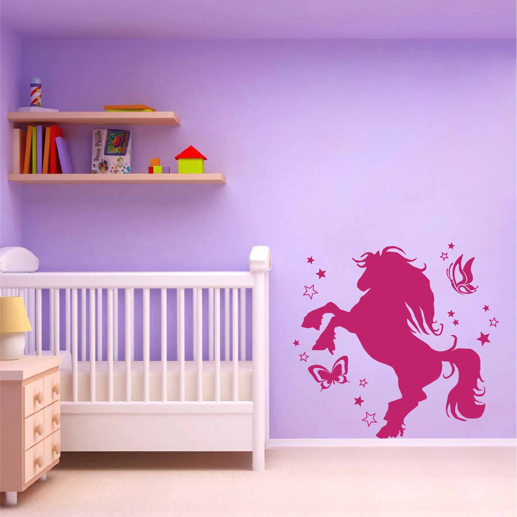 Stickers-cheval-papillon-ref5cheval-autocollant-muraux-deco-sticker-chevaux-chambre-fille-enfant-mignon