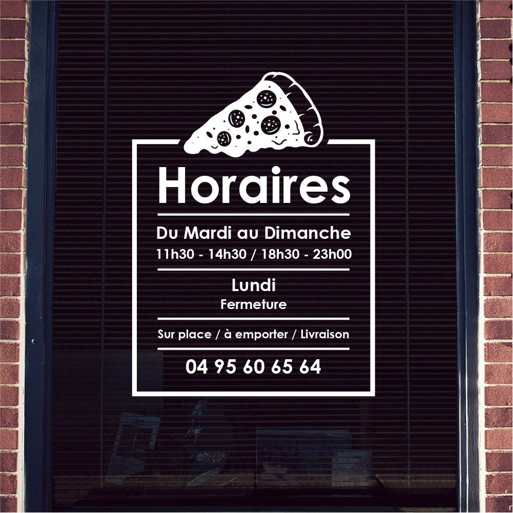 ref41horaireboutique-stickers-horaires-ouverture-pizzeria-autocollant-horaire-porte-personnalisé-sticker-vitrine-pizza-restaurant-vitrophanie