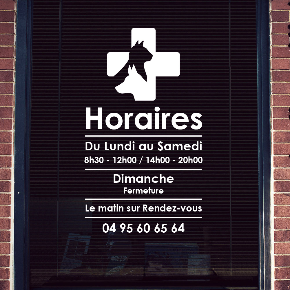ref51horaireboutique-stickers-horaires-ouverture-vétérinaire-autocollant-horaire-porte-personnalisé-sticker-vitrine-cabinet-clinique-veterinaire-vitrophanie