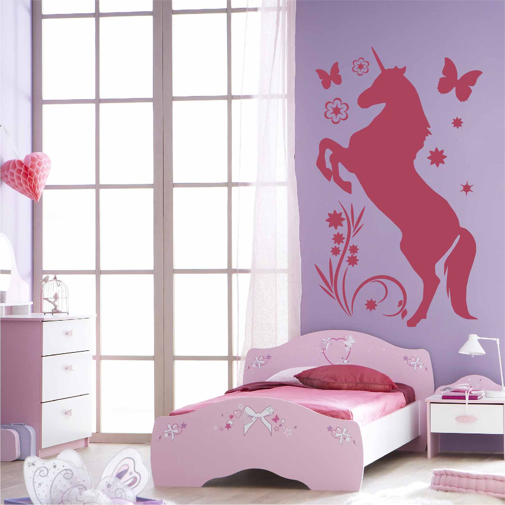 Stickers-licorne-cabre-ref10licorne-autocollant-muraux-deco-sticker-unicorn-papillon-chambre-fille-enfant-mignon