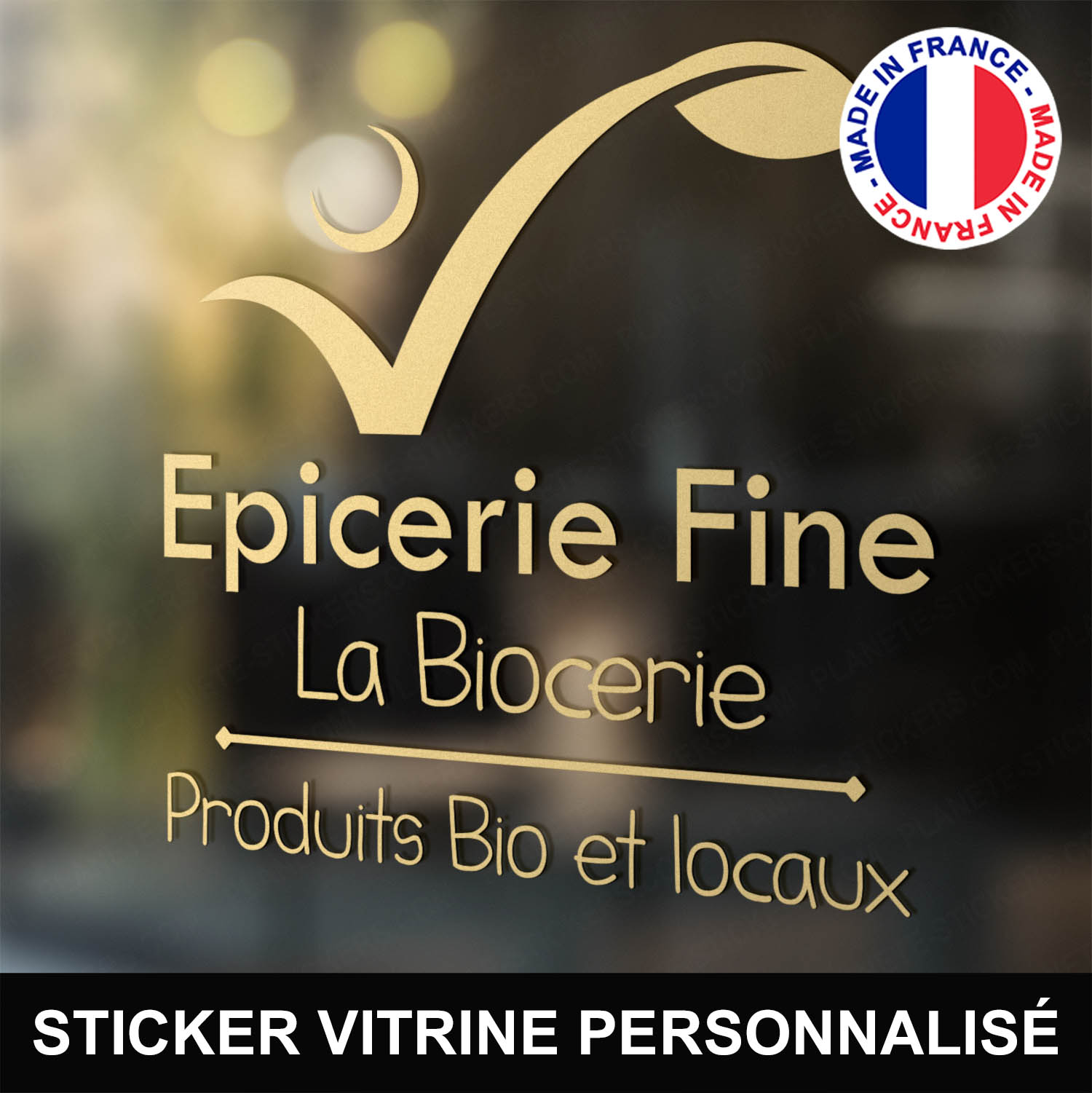 Stickers Epicerie Fine Vitrine - Vitrophanie Autocollant Logo