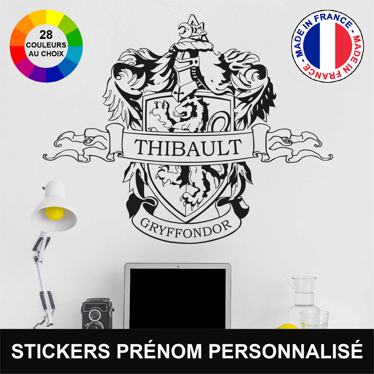 ref12harrypotter-stickers-gryffondor-prénom-personnalisé-autocollant-mural-personnalisable-muraux-sticker-blason-gryffondor-poudlard-déco-film-salon-chambre-harry-potter-film-140m