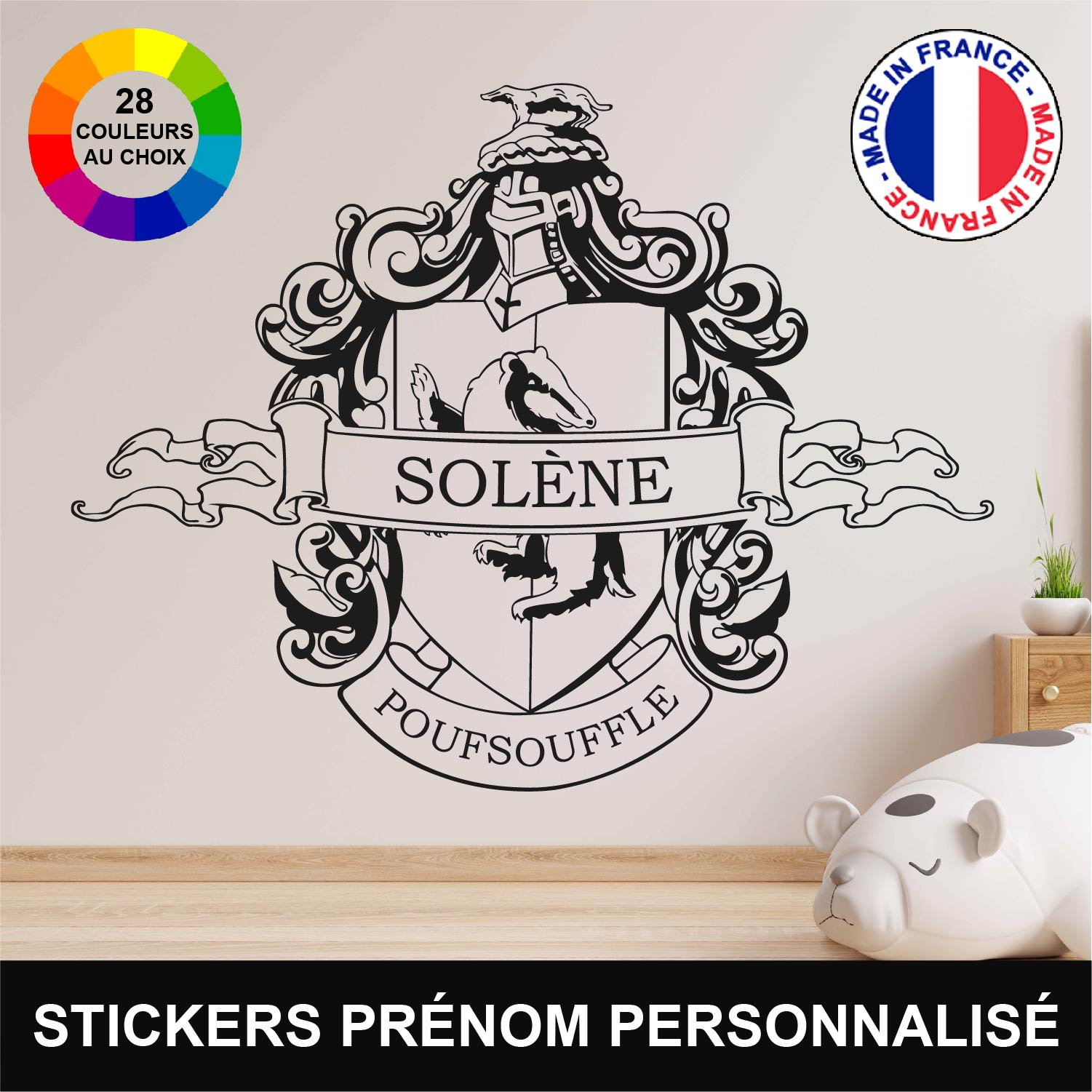 ref14harrypotter-stickers-poufsouffle-prénom-personnalisé-autocollant-mural-personnalisable-muraux-sticker-blason-poufsouffle-poudlard-déco-film-salon-chambre-harry-potter-140m