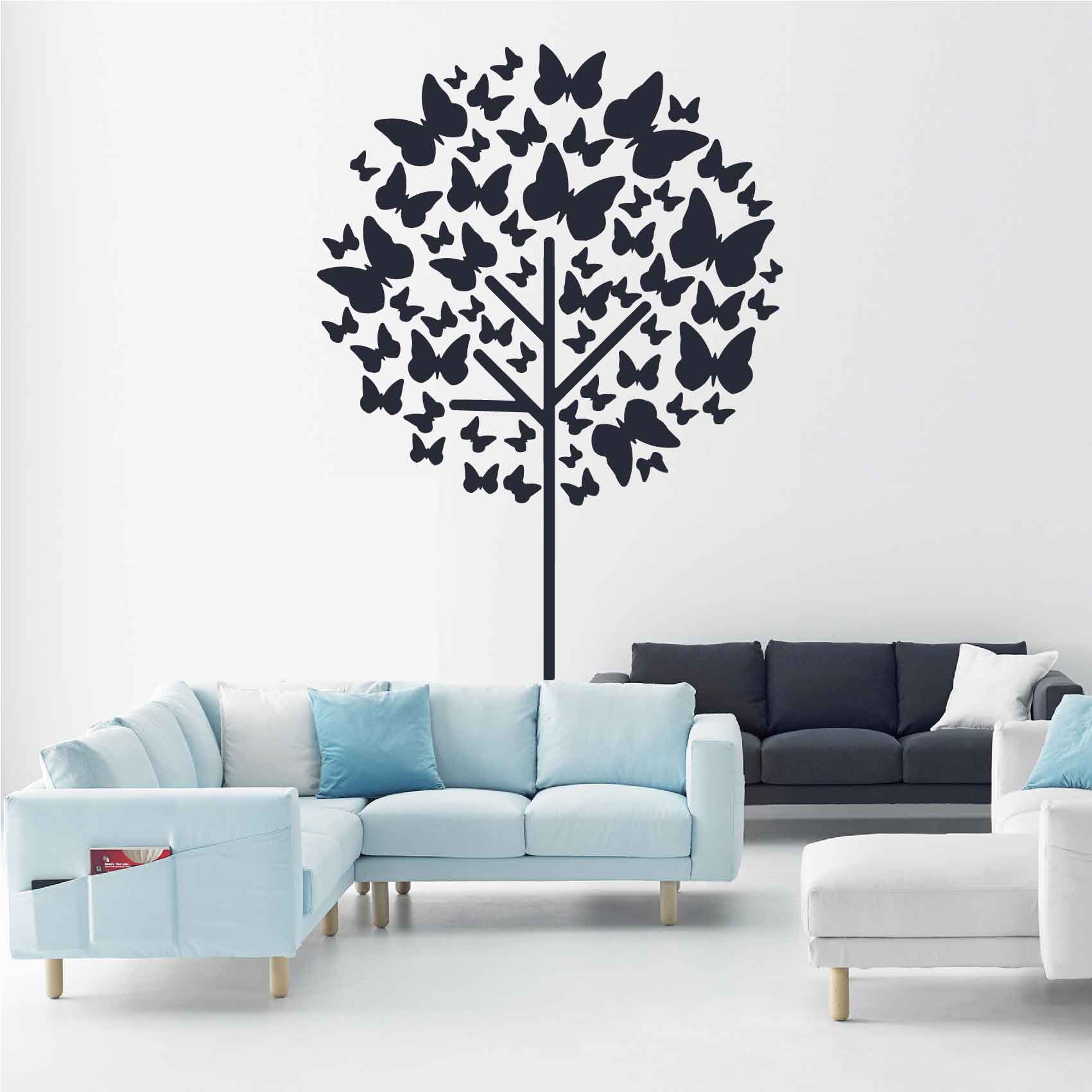 stickers-arbre-et-papillon-ref18arbre-autocollant-muraux-sticker-geant-arbre-deco-branche-noir-rose-gris-vert-blanc-chambre-salon