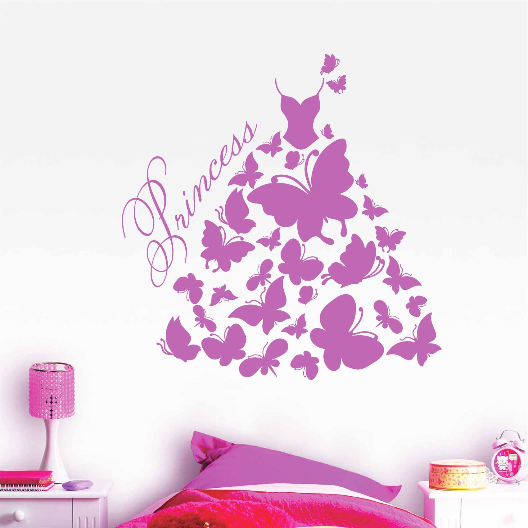 Sticker mural autocollant princesse rose