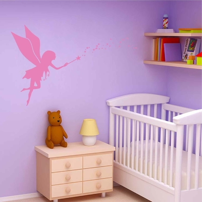 stickers-fee-rose-ref7fee-stickers-muraux-fée-autocollant-deco-chambre-enfant-bébé-sticker-mural-fee