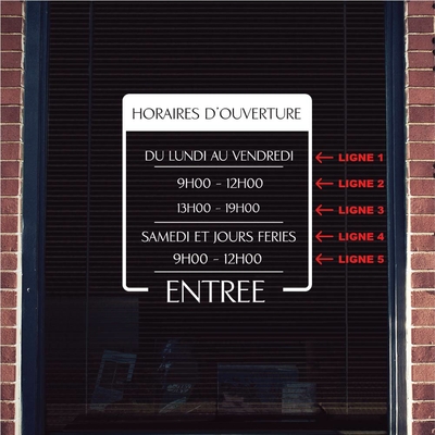 Stickers Horaires Ouverture Porte - Stickers Vitrine Pro