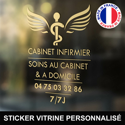 Stickers Cabinet Infirmier Vitrine personnalisé Caducee