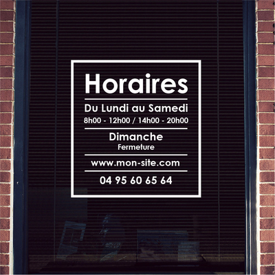 ref21horaireboutique-stickers-horaires-ouverture-personnalisé-autocollant-horaire-porte-sticker-vitrine-magasin-boutique-vitrophanie