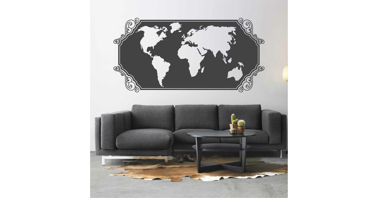Sticker mural carte du monde, 50 x 70 cm