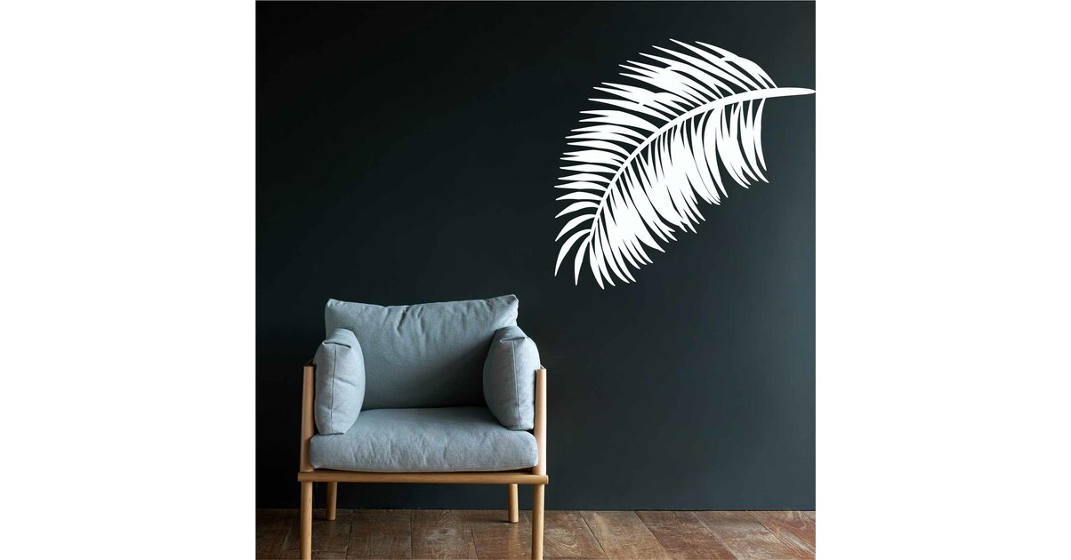 Sticker Décoration Porte 88x200cm - Motif Plantes Feuilles Palmier Blanc/noir - PVC Amovible, Imperméable