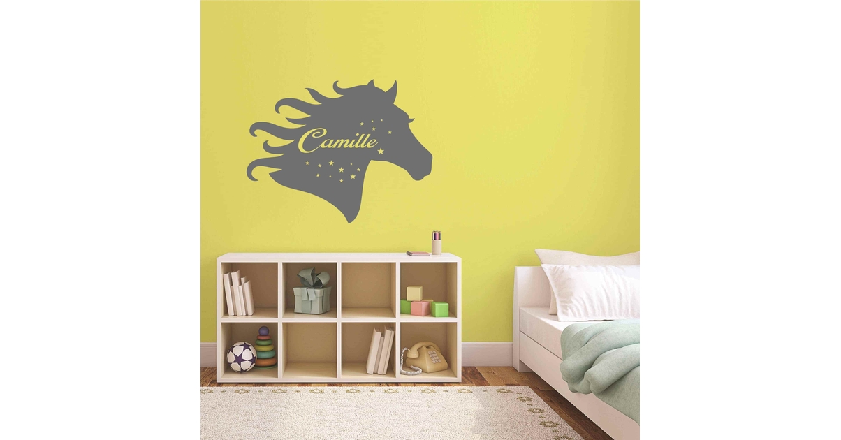 Sticker Mural PVC Noir Cheval Décoration Intérieure Autocollant