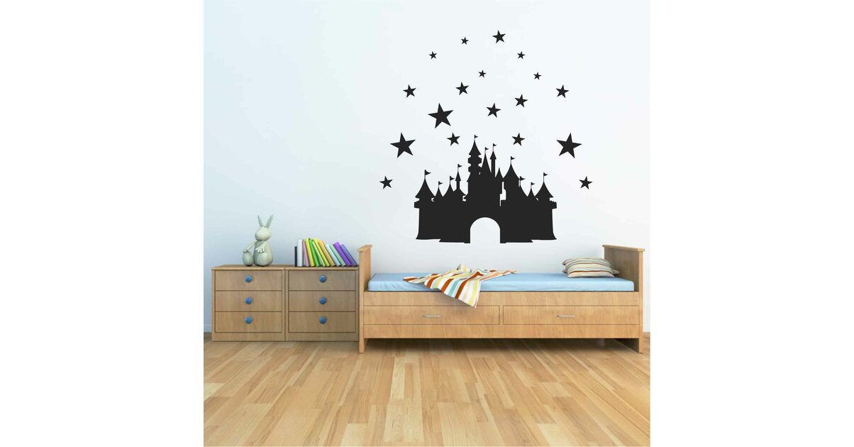 Sticker Mural Vinyle Personnalisé Château Et Prénom Pour Chambre D'enfant - Neuf