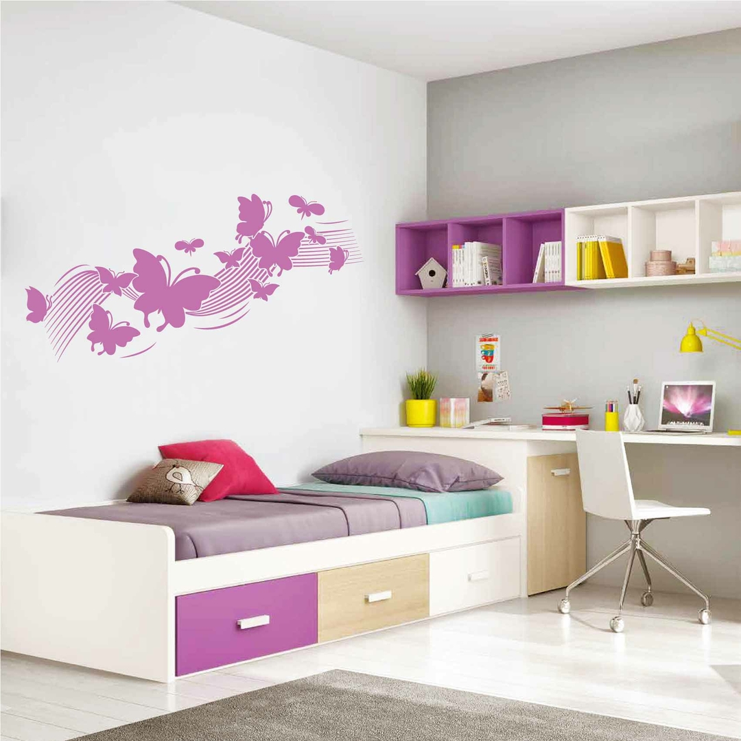 Stickers Chambre Fille Papillon - Autocollant muraux et deco