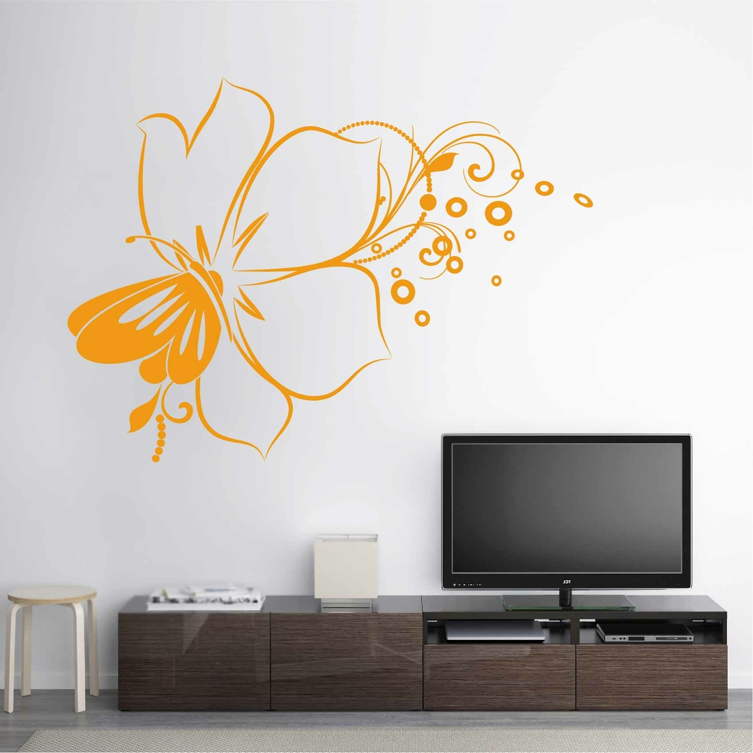 Stickers Muraux Salon Plante Autocollant Mural Fleurs Papillon