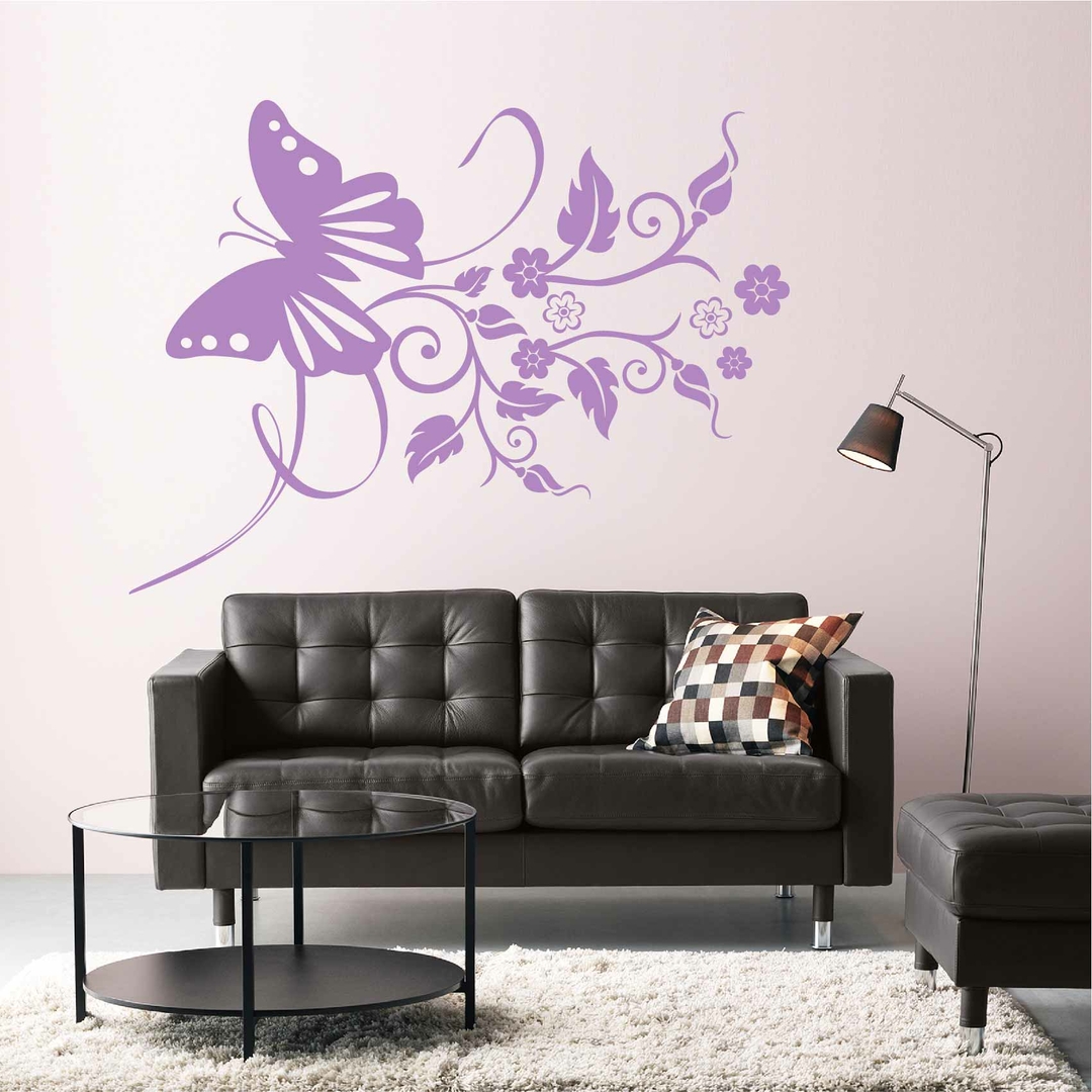 Sticker mural avec ornement avec papillon directement de chez fabricant.