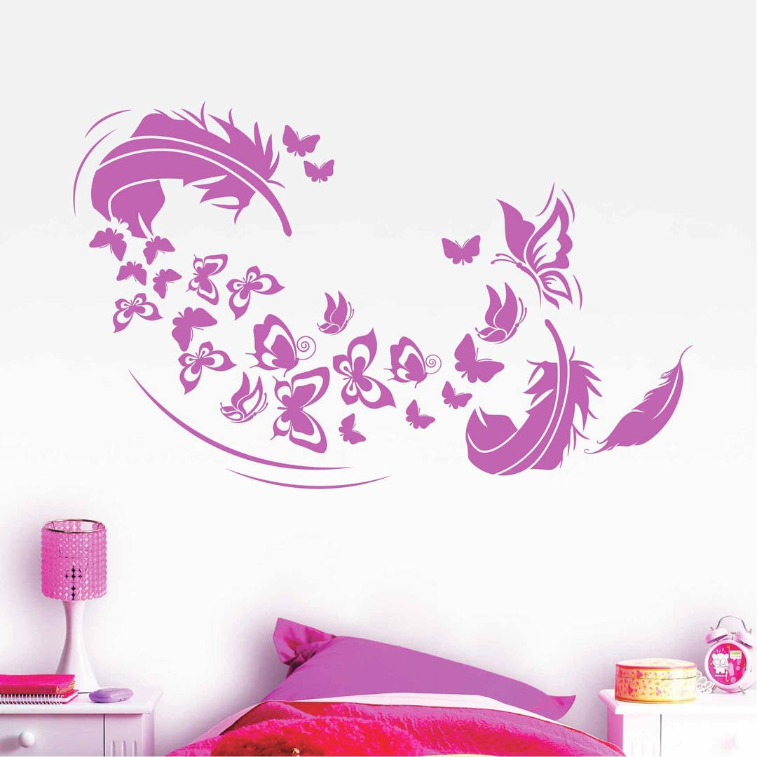 Stickers Papillon Plume - Autocollant muraux et deco
