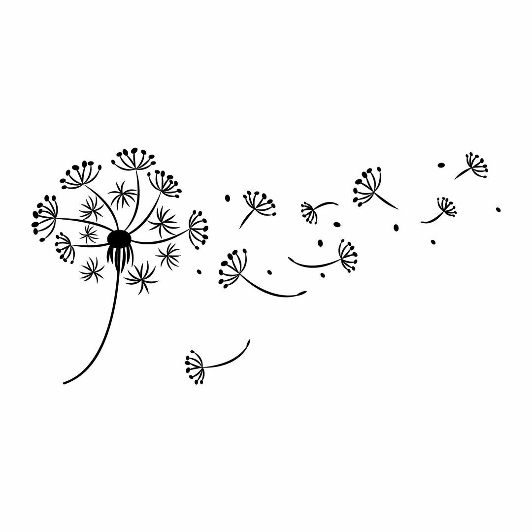 Decalmile Stickers Muraux Pissenlit Noir - Autocollants Floraux Élégants Pour Chambre Enfants, Salon Et Décoration Intérieure