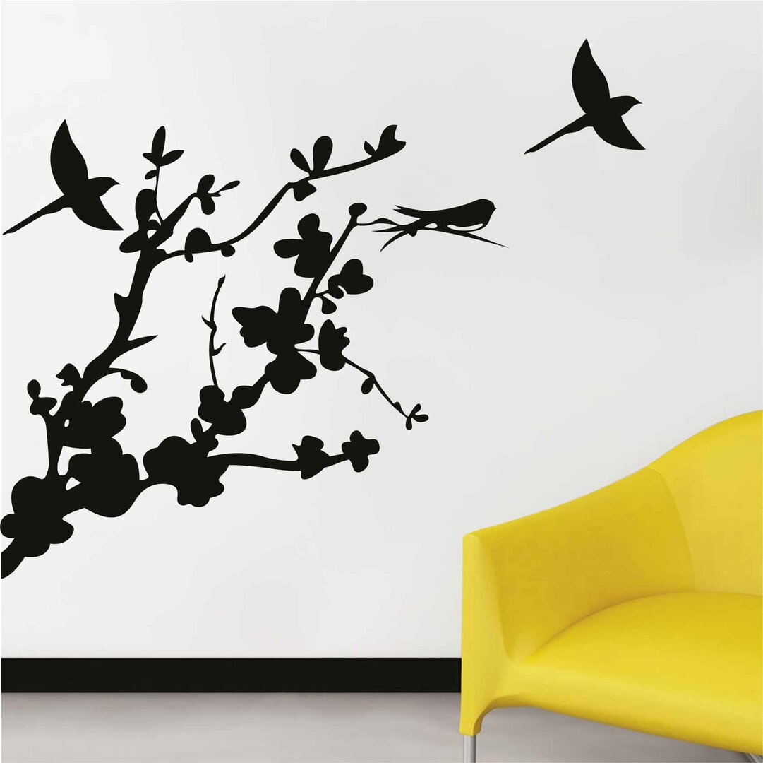 Stickers Muraux Branches D'Arbre Noir Avec Oiseaux - Déco Adhésive Pour Salon, Chambre Enfant - Facile à Poser