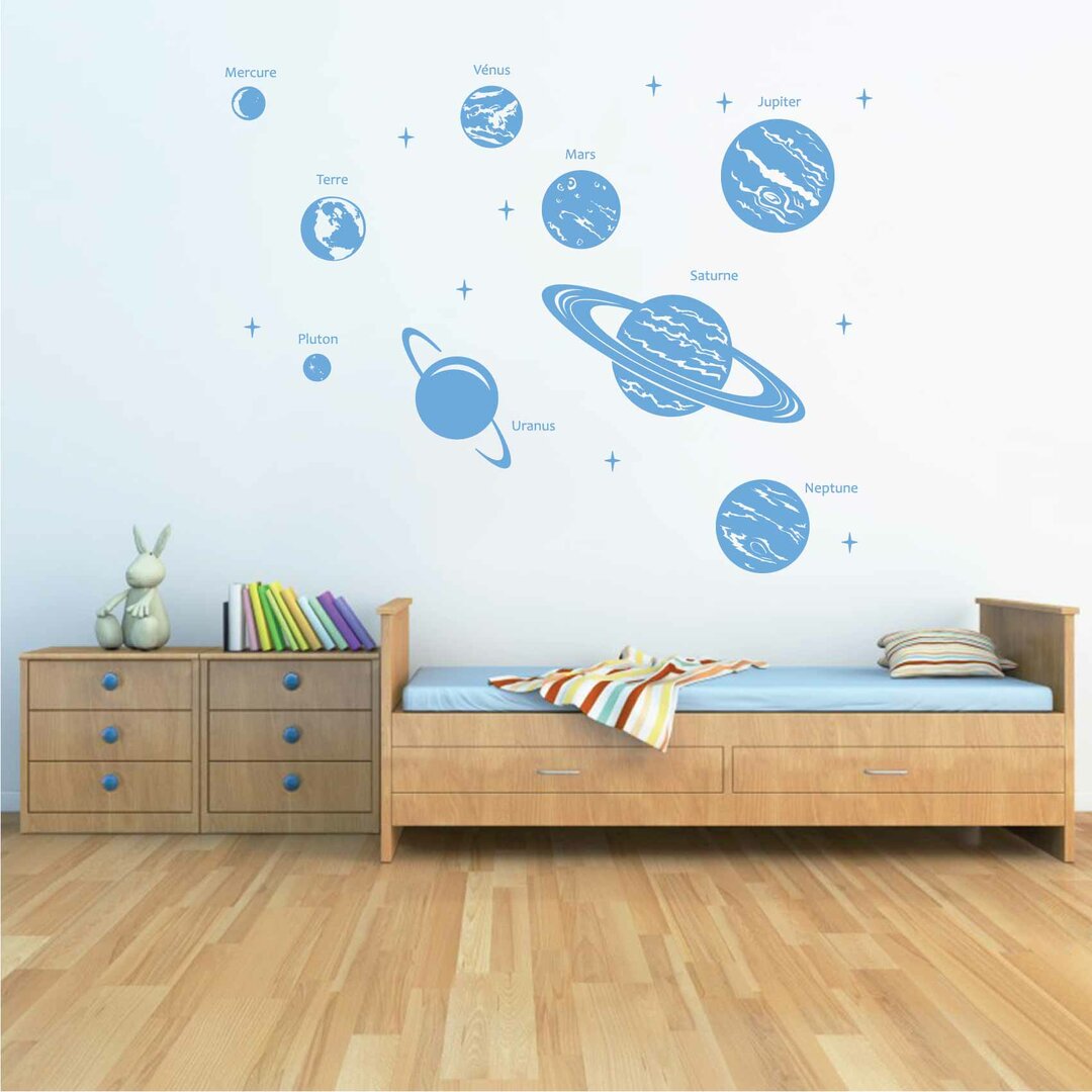Autocollant Mural 3D Système Solaire - 60x90 Cm, Repositionnable, Pour Chambre Enfant, Bureau, Salon
