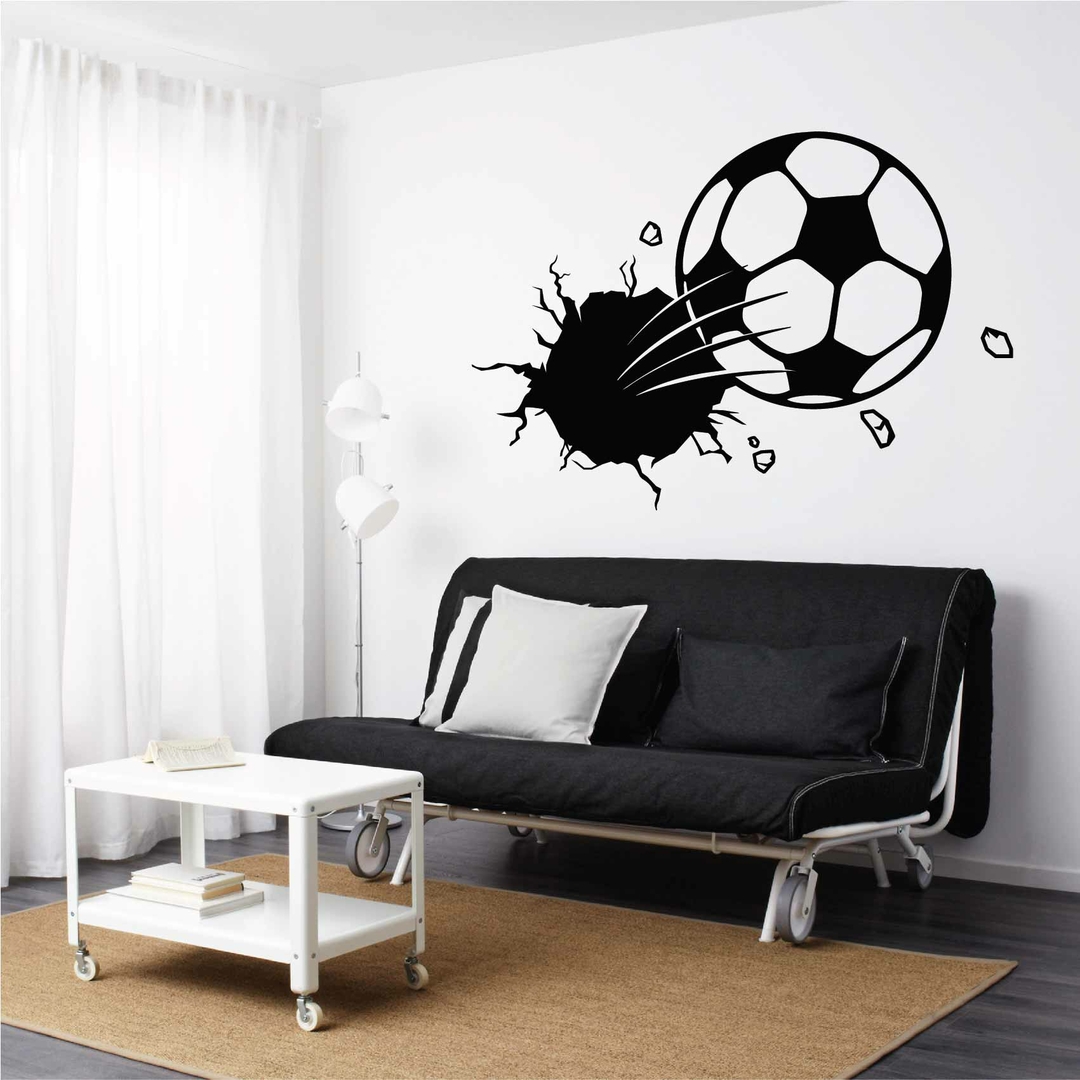 Sticker ballon foot noir et blanc pour déco sport enfants et club -  Décorécébo