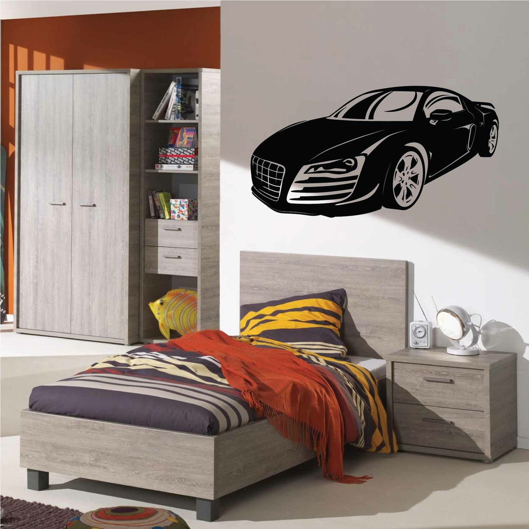 Autocollant Mural Géant Audi Quattro - Citron Vert - Idéal Design Réf H8115_PLNS