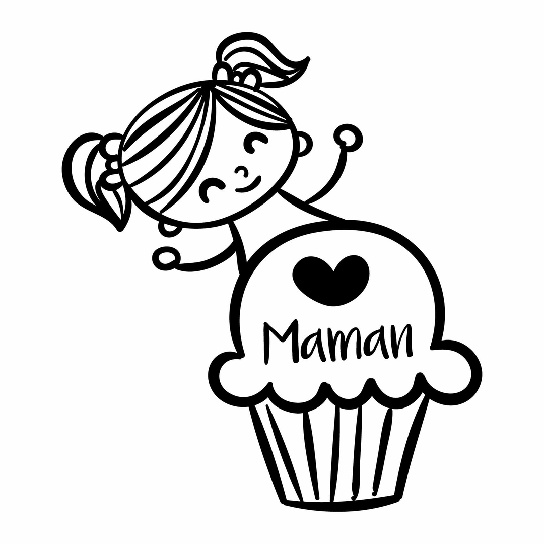 Stickers Coeur Maman Cupcake Autocollant Muraux Et Deco 