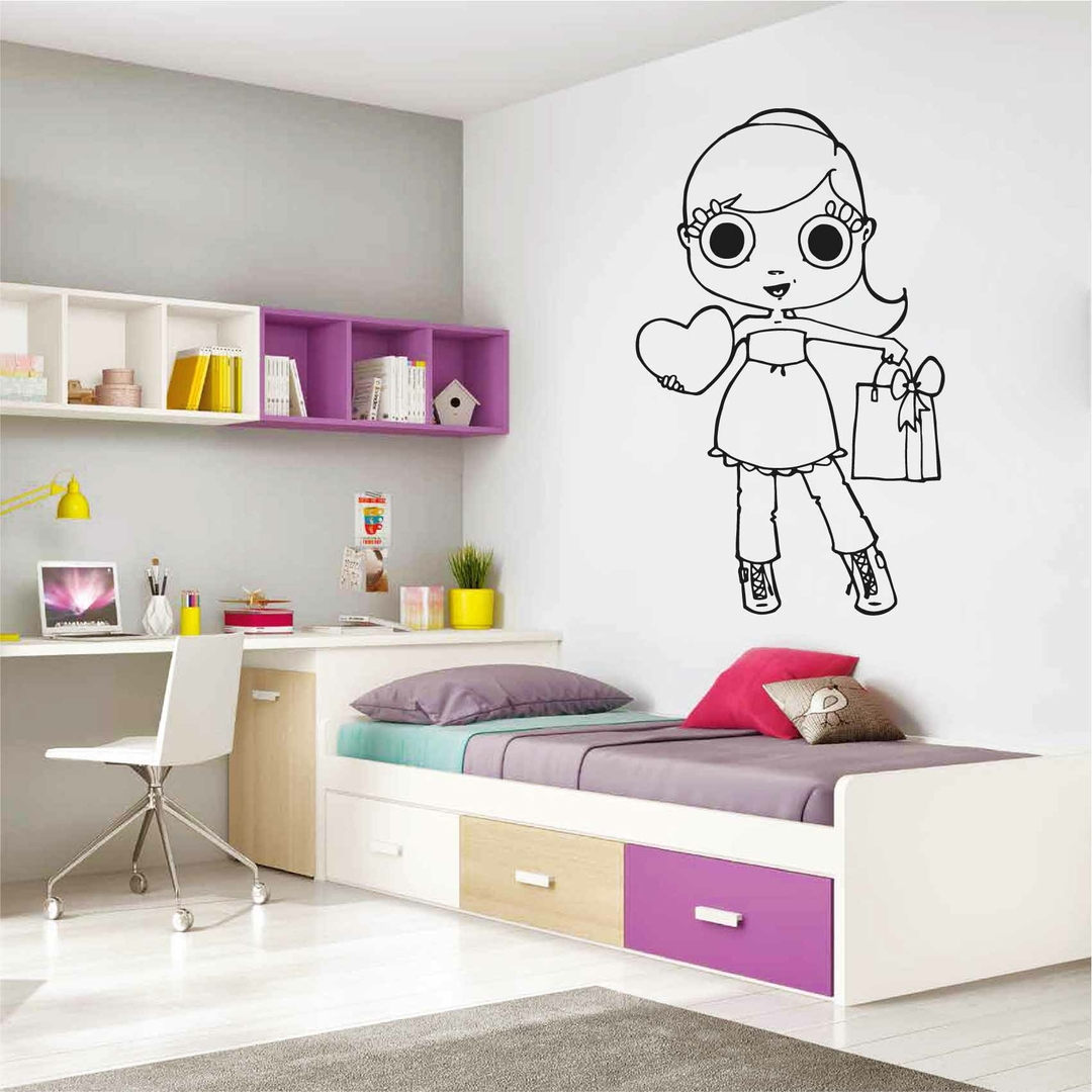 Stickers Fille Shopping Autocollant muraux et deco