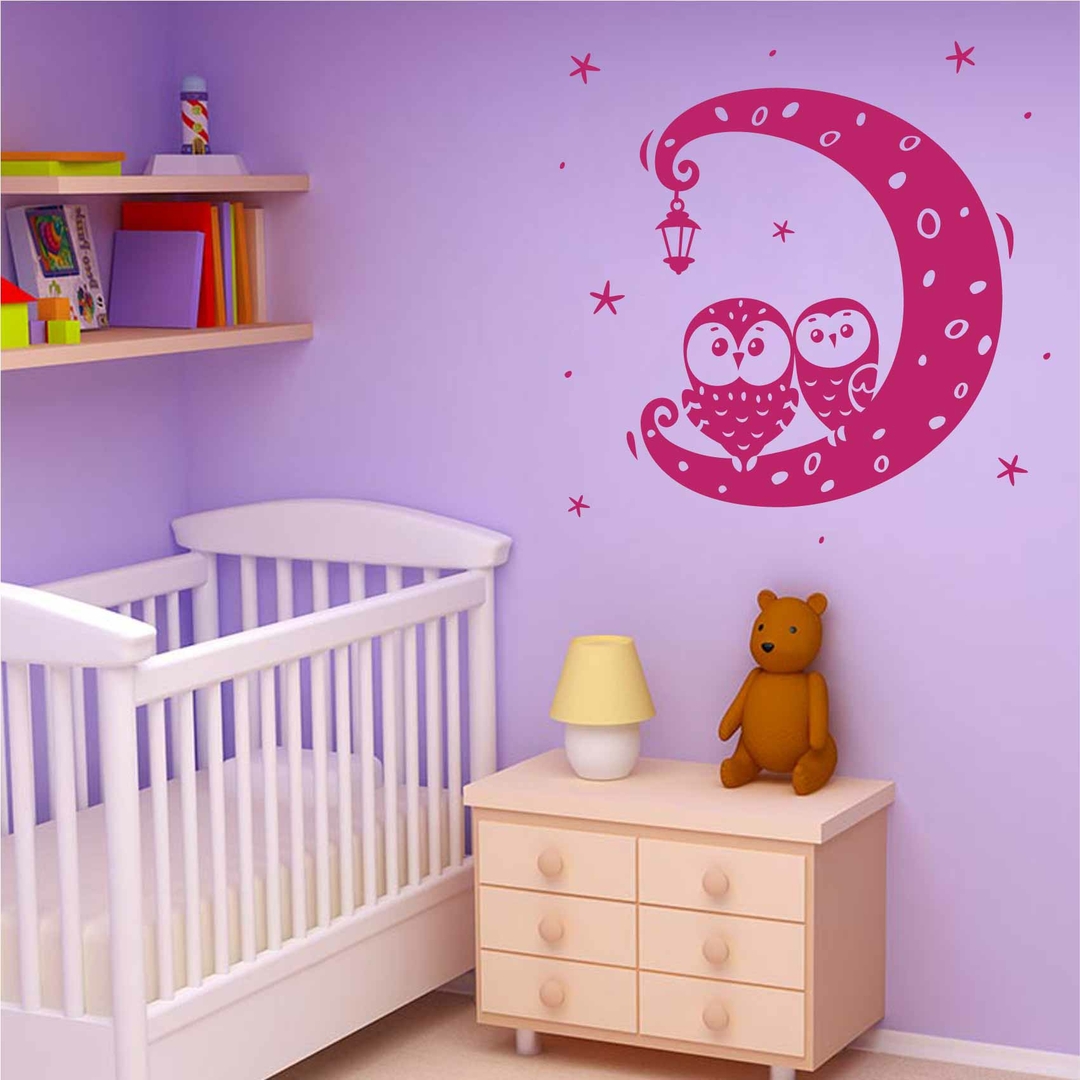 Stickers Hibou lune - Autocollant muraux et deco