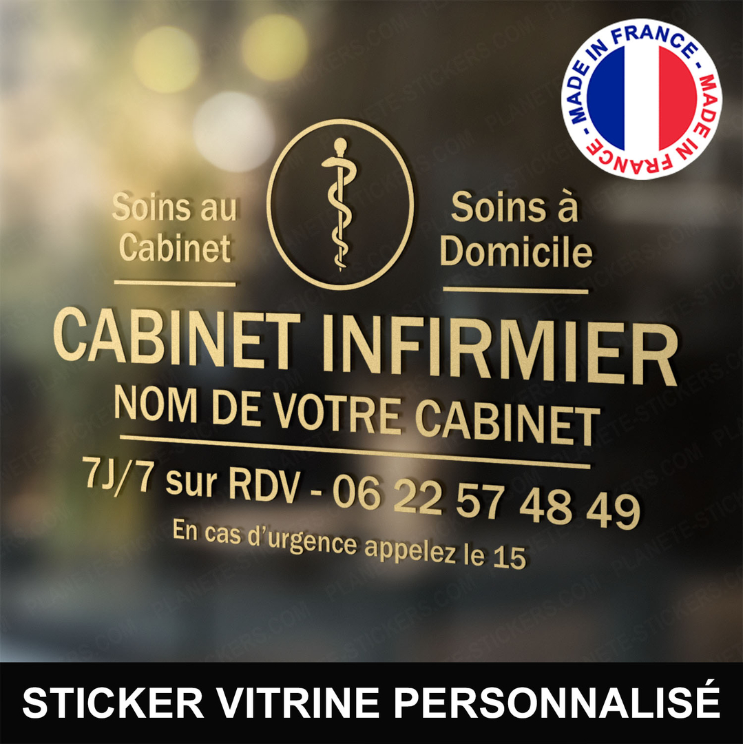 Stickers Cabinet Infirmier Vitrine personnalisé caducee m2