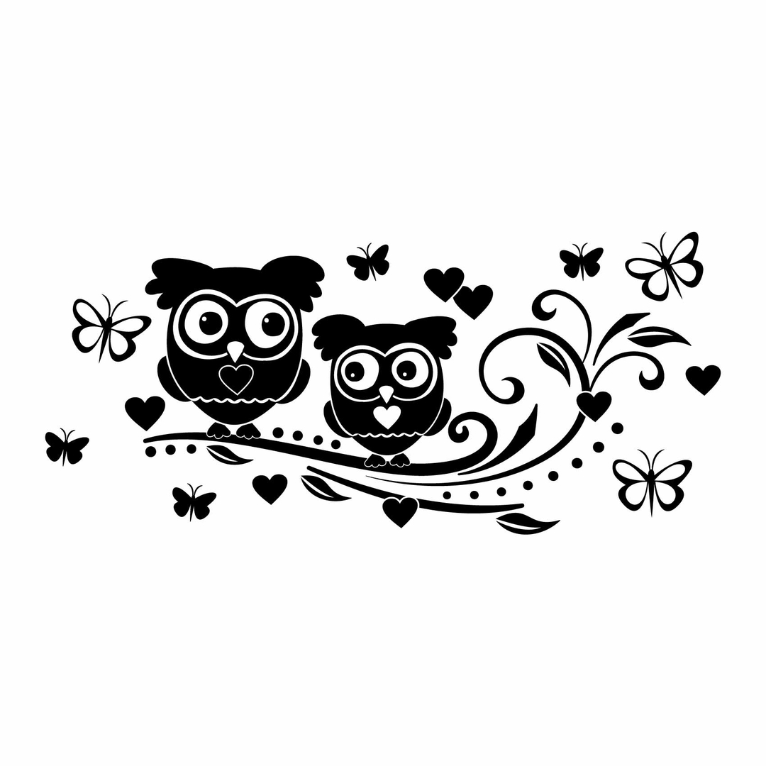 Sticker Mural Chouette Sticker Mural Mignon Hibou Et Tasse Café - Déco  Moderne Pour Cuisine Et Bureau - Noir Et Blanc Décoration Murale  Autocollante, image size:1080x1080