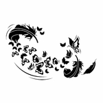 BEIBAOPA Sticker mural plume 8408B noir GYB50518441B_672