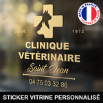 ref11veterinairevitrine-stickers-clinique-vétérinaire-vitrine-sticker-personnalisé-autocollant-pro-veterinaire-professionnel
