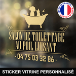 ref6salondetoilettagevitrine-stickers-salon-de-toilettage-vitrine-sticker-personnalisé-autocollant-toiletteur-pro-vitre-professionnel-logo-baignoire