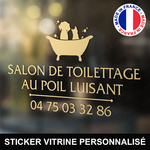 ref11salondetoilettagevitrine-stickers-salon-de-toilettage-vitrine-sticker-personnalisé-autocollant-toiletteur-pro-vitre-professionnel-logo-chien-chat