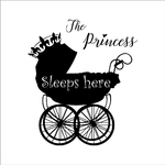 Stickers-princesse-poussette-ref8princesse-autocollant-muraux-sticker-princess-sleep-here-chambre-fille-enfant-bébé-fb