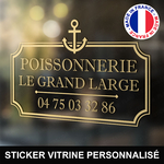 ref16poissonnerievitrine-stickers-poissonnerie-vitrine-sticker-personnalisé-autocollant-poissonnier-pro-vitre-poisson-professionnel-logo-ancre
