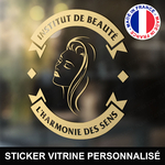 ref13institutdebeautevitrine-stickers-vitrine-institut-de-beauté-sticker-personnalisé-beaute-autocollant-salon-esthétique-esthéticienne-vitre-vitrophanie-logo-femme