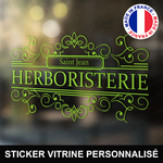 ref6herboristerievitrine-stickers-herboristerie-vitrine-sticker-herboriste-personnalisé-autocollant-para-médical-vitre-vitrophanie-logo-arabesques